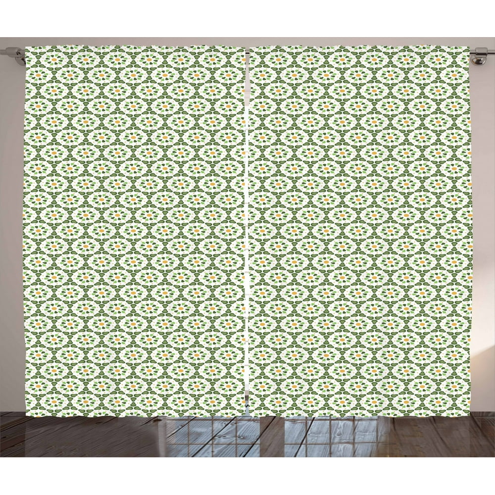 Geometric Curtains 2 Panels Set, Hexagon Pattern Design ...