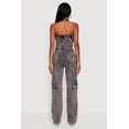 thumbnail image 4 of Women's Acid Wash Strapless Button Front Utility Jumpsuit, 4 of 4