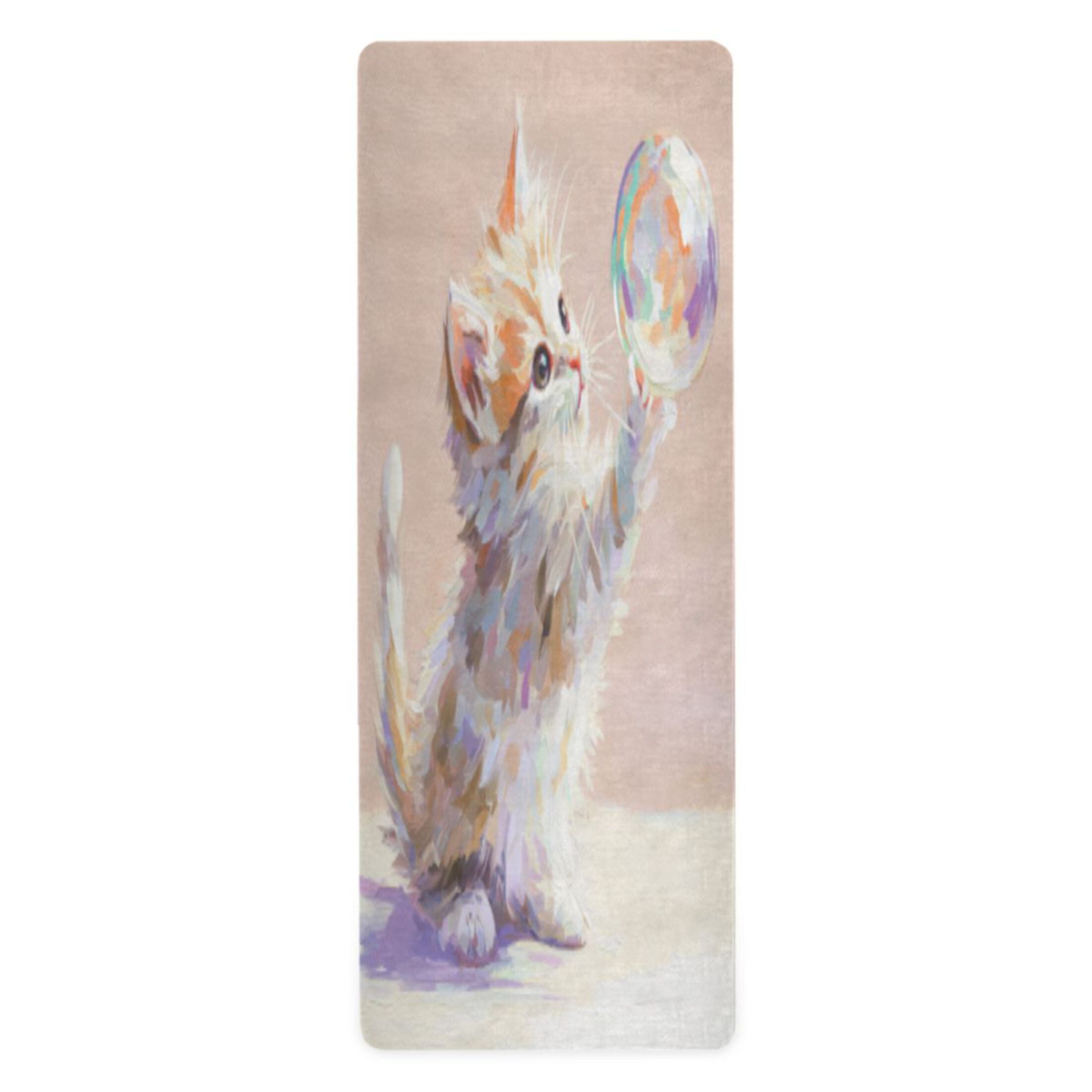 BZSMCE Yoga Mat Women Fitness Mat Kitten & Bubble Pattern