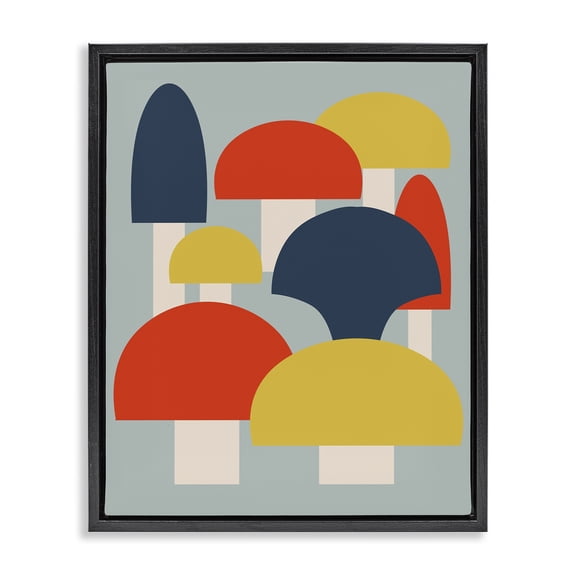 Stupell Industries Modern Contemporary Mushroom Shapes Black Floating Frame Canvas Art, 17 x 21, by Lil' Rue