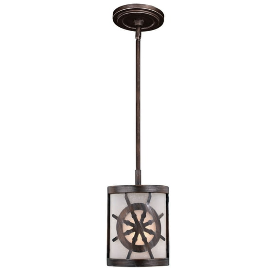Vaxcel Nautique Bronze Coastal Drum Mini Pendant Ceiling Light White Glass