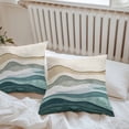 thumbnail image 6 of Throw Pillow Covers 16x16 Inch Set of 2, Beige Teal Ombre Waterproof Outdoor Pillow Covers, Modern Geometric Aesthetics Abstract Decorative Cushion Pillowcases for Couch, Sofa, Bed, Garden, Patio, 6 of 9