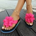thumbnail image 2 of Hopeusnice Slippers for Women Trendy Non-Slip PU Materials Summer Shoes Open Toe Women's Slippers Breathable Flat Heel Soft Shoes for Beach Slip-Resistant Walking Shoes Pink 36, 2 of 7