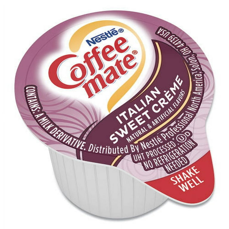 Liquid Coffee Creamer, Italian Sweet Creme, 0.38 oz Mini Cups, 50/Box, 4 Boxes/Carton, 200 Total/Carton Liquid Coffee Creamer, Italian Sweet Creme, 0.38 oz Mini Cups, 50/Box, 4 Boxes/Carton, 200 Total/Carton
