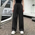 thumbnail image 5 of hlysgo Girls Wide Leg Pants Flowy Palazzo Linen Loose Fit Pant Casual Beach Travel Trousers with Pockets Black Black,10-11Years, 5 of 5