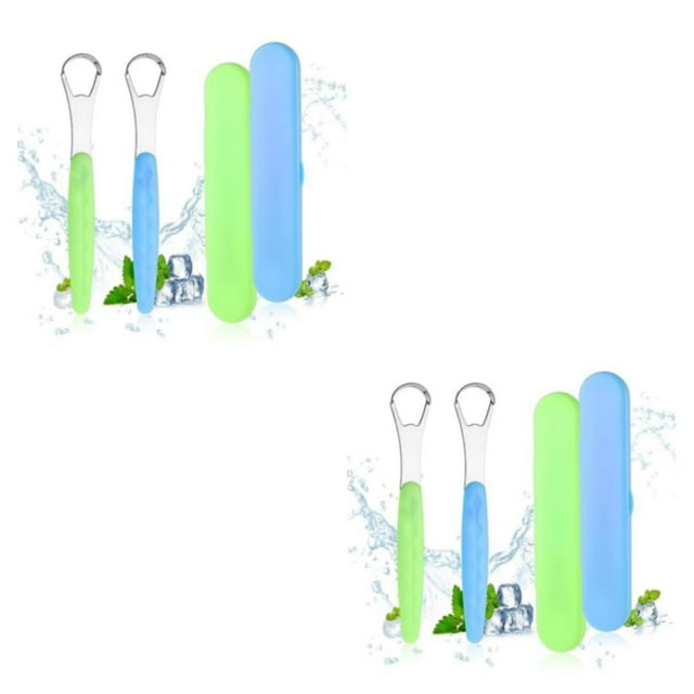yingyy Nettoyeur de Langue Portable avec Étui de Protection Ingrédients Sûrs en Acier Inoxydable Non Déformable 2 Pcs 2Set