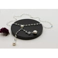 thumbnail image 7 of Sterling Silver Hand-linked Austrian Crystal Lariat Necklaces made with Aurora Borealis Beads and a 3" Double Organic White Cultured Freshwater Pearl Centerpiece Drops, 9.5-10 mm 18", 7 of 7