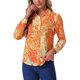 thumbnail image 1 of Camisa de mujer de botones INSPIRE CHIC con estampado floral, de manga larga, cuello puntiagudo, top de oficina, color naranja y amarillo, 1 of 6