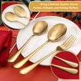 thumbnail image 4 of 6 Pieces Large Stainless Steel Serving Spoons Slotted Serving Spoons Serving Forks Set for Catering Serving Utensils Party Buffet Dinner Banquet Cooking Kitchen Stirring Draining Tools (Gold), 4 of 7