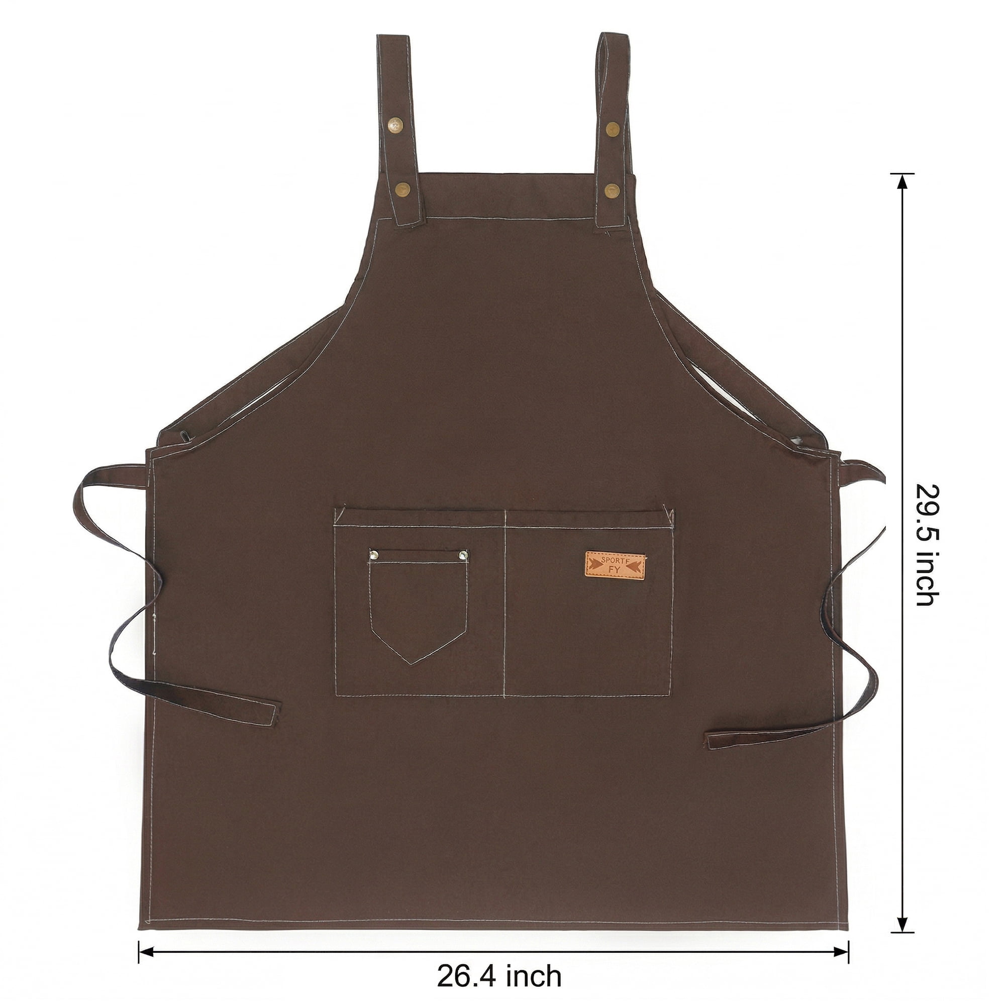 Unique Bargains Adjustable Long Waist Cooking Apron with Pocket for Home 26.4x29.5in Brown