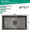 thumbnail image 7 of Strictly Sinks 32 Inch Undermount Single Bowl Kitchen Sink – Sink with Bottom Grid & Drain – Black, 7 of 7