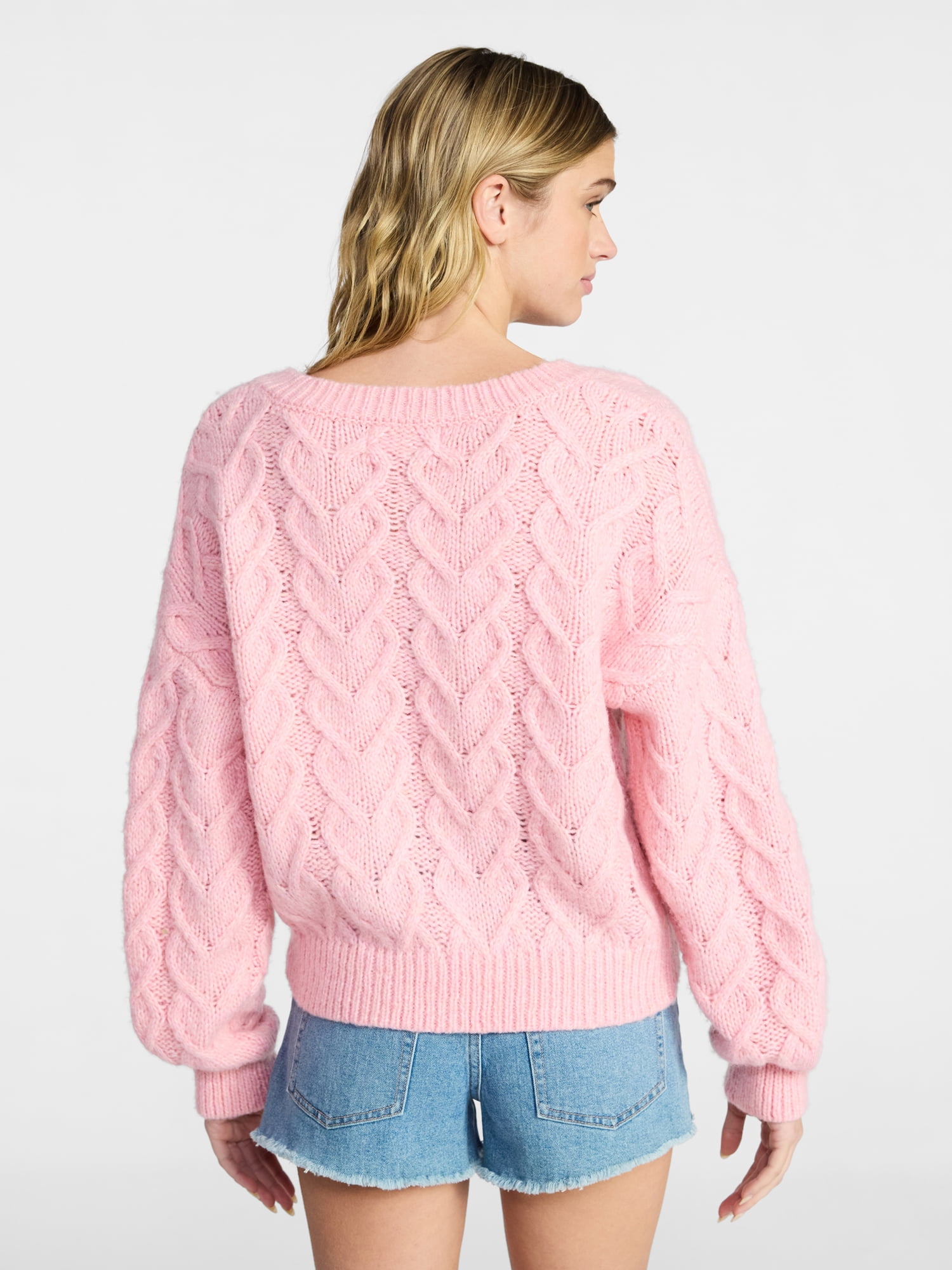 No Boundaries V-Neck Pullover Sweater, Midweight, Women's XXS-XXL