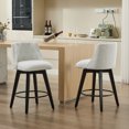 thumbnail image 4 of White Linen Swivel Bar Stools Set of 2 - 25.00 in Counter Height with 360-Degree Rotation for Kitchen Island or Home Bar Seat, 4 of 12