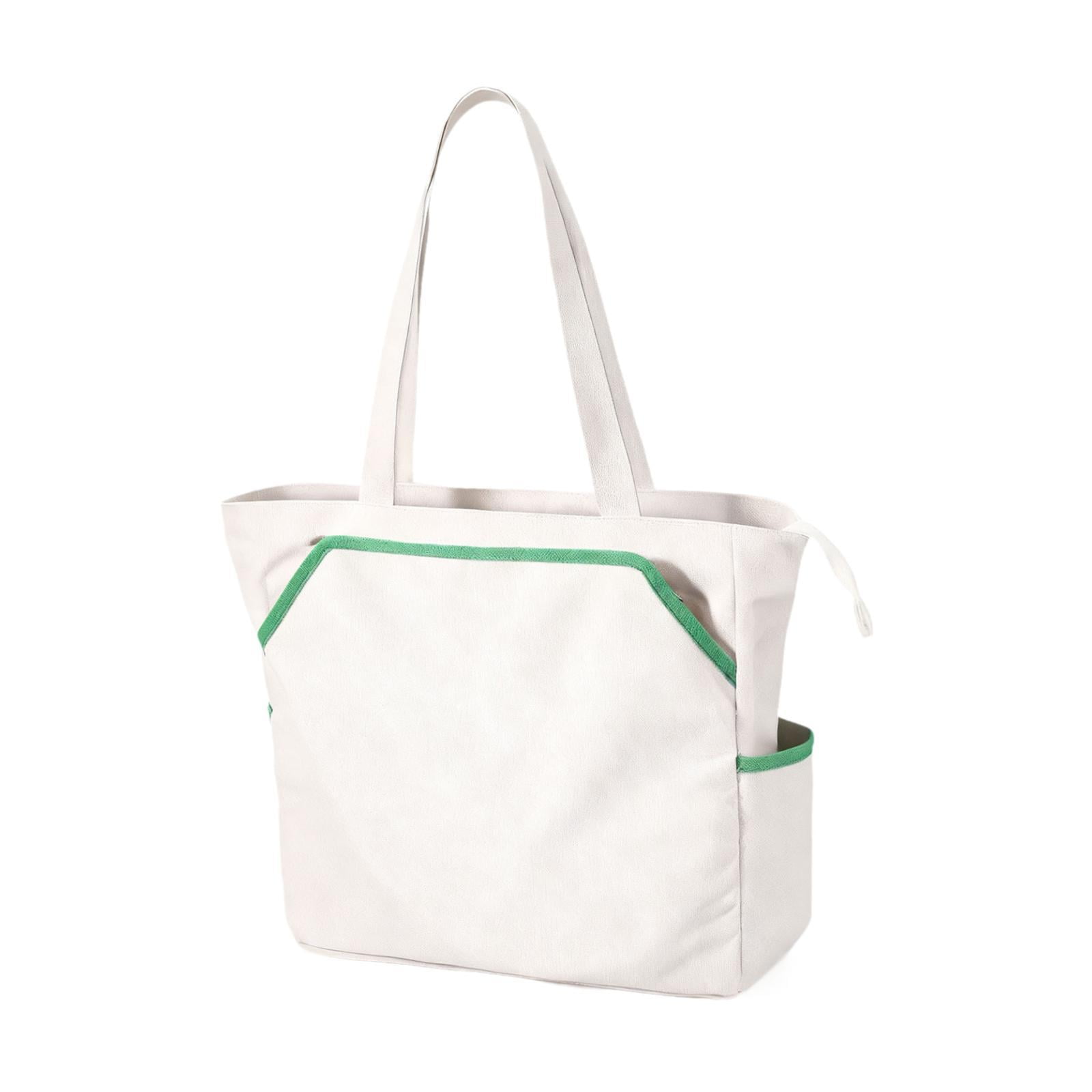 funtasica Tennis Tote Bag, Portable Gym Bag, Holds 4 Rackets, Sports Handbag Pickleball Bag for Men Women Badminton Pickleball White