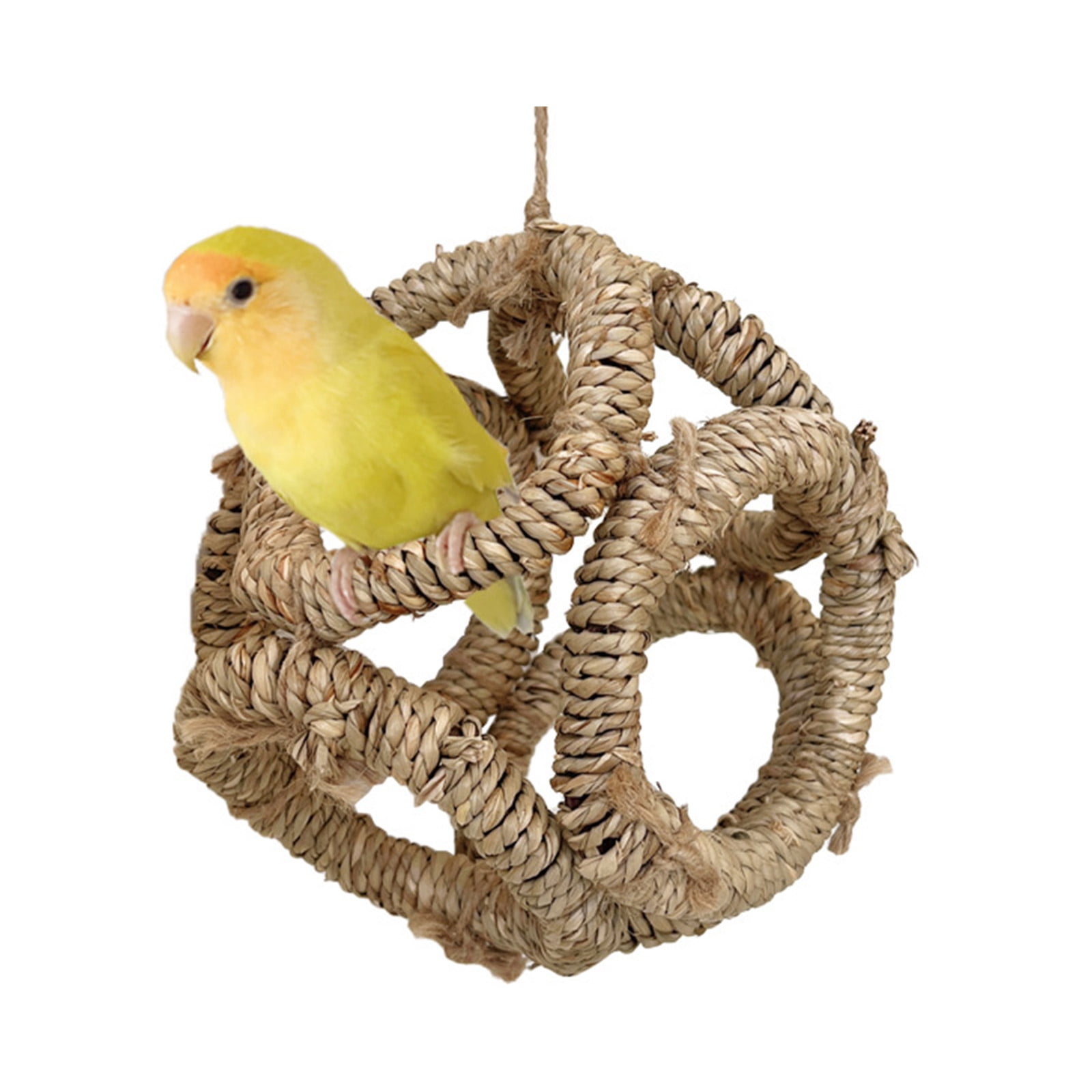 Bird Straw Cage Toy Bird Perch Rings Swing Scratchers Branch Perch for Parrots Parakeets Toy Branch Bird Cage Toy