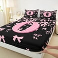 thumbnail image 3 of jejeloiu Personalized Gifts Bowtie Bed Sheets,Letter O King Sheets,Pink Black Bow Bowknot Sheet Set,Lightweight Room Decoration,4-Piece, 3 of 7