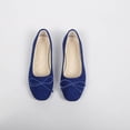 thumbnail image 5 of Womens Faux Suede Ballet Flats with Bow - Blue Slip On Loafers Comfortable Casual Work Shoes,Size 9.5, 5 of 6
