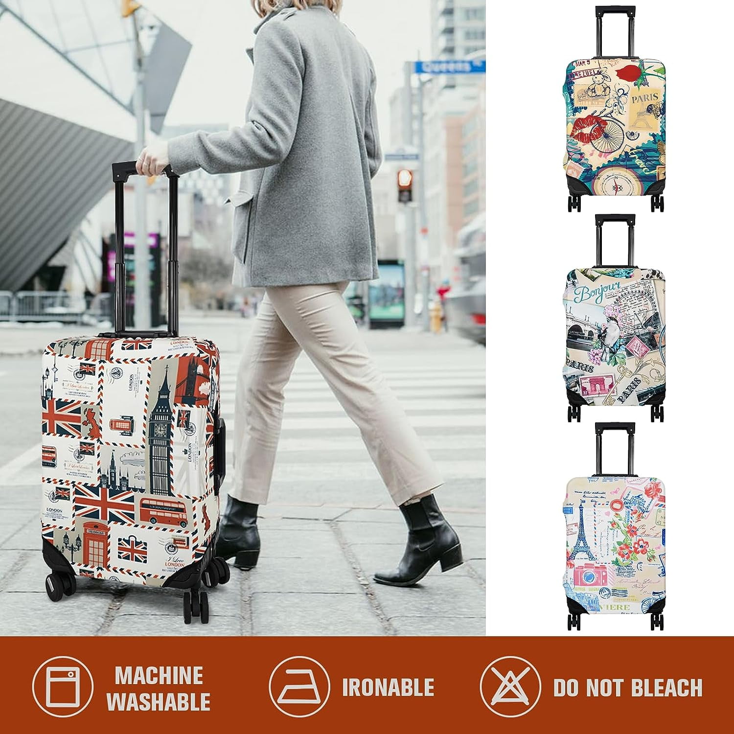 Luggage Cover Protector Travel Suitcase Covers Protective Skin for Carry On Baggage Fit 25-28 Inch Luggage
