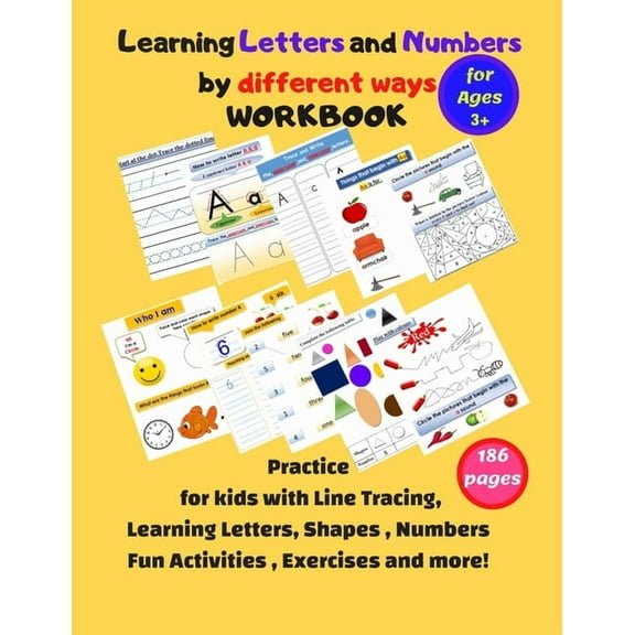 Learning Letters and Numbers by different ways Workbook: Practice kids&pre k with Line Tracing, Following Directions, Le, (Paperback)