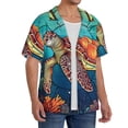 thumbnail image 2 of Fotbe Sea Turtle in Coral Camisa Estampada de Manga Corta para Hombre, Casual de Verano, Estilo Playero, Sin Arrugas-Large, 2 of 5