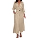 thumbnail image 1 of Vestido liso de mujer con cinturón, manga larga y escote en V profundo, poliéster y spandex, estilo informal y elegante, tallas S-XXXL, 1 of 5