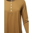thumbnail image 4 of A2Y Women's Premium Solid Long Sleeve Dolphin Hem Shell Button Henley Top Shirt Coffee 2XL, 4 of 6