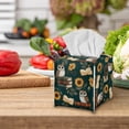 thumbnail image 5 of FUIALDOLG Waterproof Tissue Box Cover Square, Sunflower Owl Books PU Leather Tissue Box Holders ,Facial Paper Organizer Dispenser for Bathroom, Car, Office, 5 of 7
