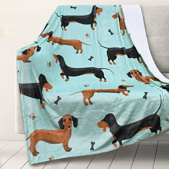 Dachshund Blanket Dachshund Throw Blanket Dog Throw Blankets Fleece Dog Blanket for Couch Kids Dog Print Blanket for Adults Kids Warm Fuzzy Throw Blanket for Couch,Sofa,Bedroom(50Wx60L)