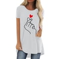 thumbnail image 2 of T-shirts d'Été pour Femmes Grande Taille à Manches Courtes Mode Décontractée Imprimé Col Rond Ample T-shirt à Manches Courtes Haut Blouse Chandail Col en V T-shirt Femmes en Liquidation, 2 of 5