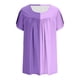 thumbnail image 5 of Tops de Algodón para las Mujeres Impreso Plisado Manga Corta Camiseta Suelta, Cómodo Casual Cuello Redondo Superior, 5 of 5