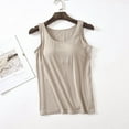 thumbnail image 4 of adviicd Women Built-in Bra Tank Tops Sleeveless Casual Shirts Racerback Ribbed Fitted Tank Tops (Khaki,XXL), 4 of 4
