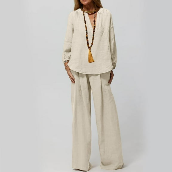 Women's Solid Color Deep V Neck Loose Long Sleeved Trousers Suit Suit Pants Bottoms Out Women Tuxedo Pants for Women Bridal Shower Outfit Pinstripe Pantsuit Women Striped Trouser Pants for Women