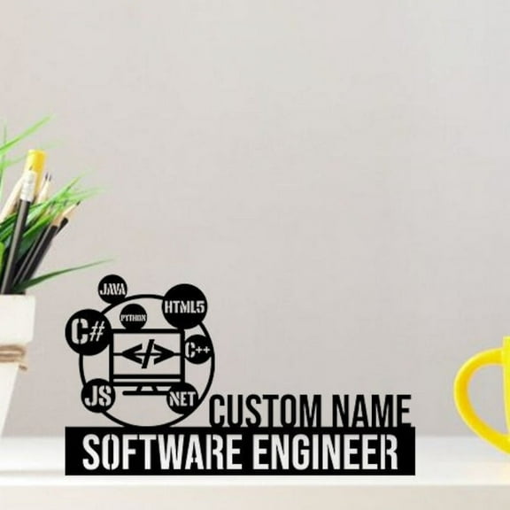 Handmadetneonsign Custom Software Engineer Desk Name Plate, Software Engineer Metal Nameplate