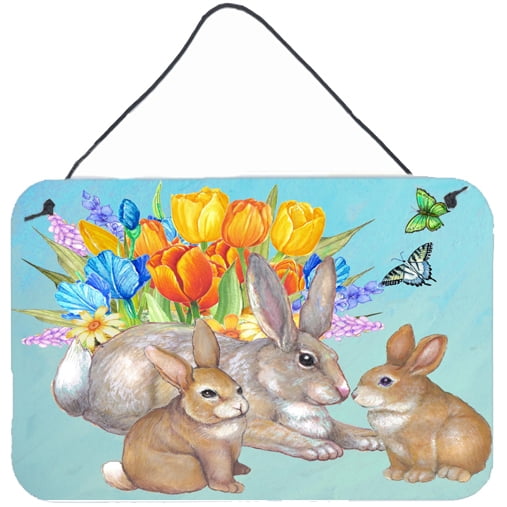 Carolines Treasures PJC1065DS812 Bunny Family Easter Rabbit Wall or Door Hanging Prints  8x12 multicolor