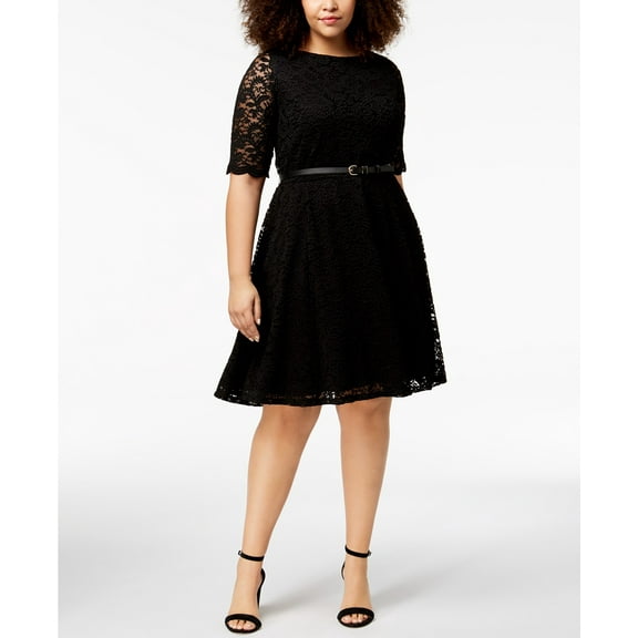 Charter Club - Belted Lace A-Line Dress - Plus Size - 2X