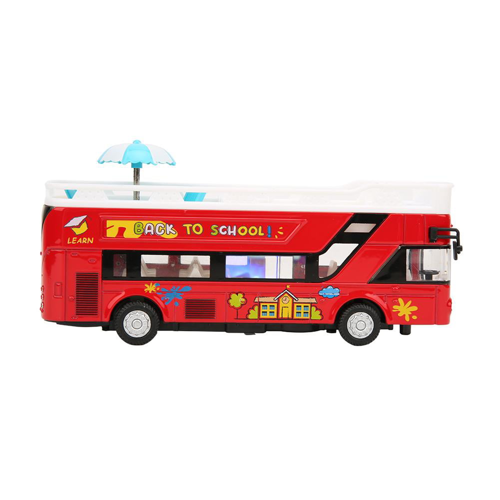 red Solid Simulation Bus Toy Colorfast Tour Bus Model