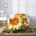 thumbnail image 2 of Fuzoiu Golden Sunflower In Field Print Flannel Throw Blanket,Light Weight Warm Decorative,Throw Blanket Cover for Sofa, Couch, Bedroom,Travel-80"x60", 2 of 6