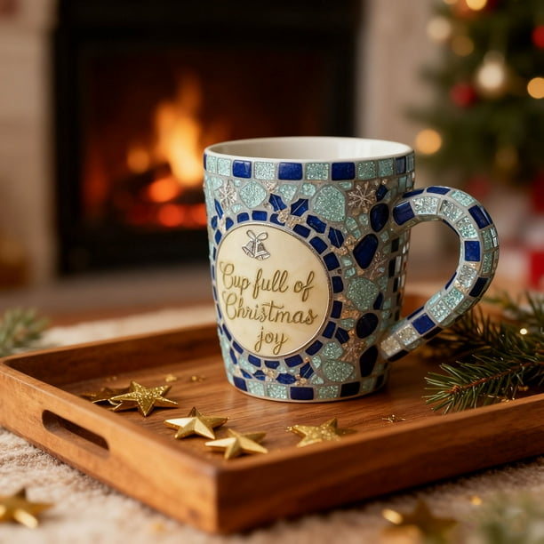 Una taza Tazas Vaso de vidrio marino Llena de Navidad Tazas de café Tazas de café Tazas de café