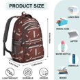 thumbnail image 5 of Football Stripe Brown Pattern Backpack for School, Cute School Bag with Adjustable Shoulder Straps and Padded Back, 16.9"x12.6"x5.9", 5 of 5