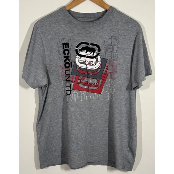 Hot Trending T-Shirt With Ecko Unltd Tshirt Grey Mens Xl Raised Rhinos Y2K Vibe Streetwear Design Preview Only