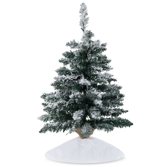 TheirNear Mini Christmas Tree with Snow and White Tree Skirt, Small Tabletop Christmas Tree for Decoration, Artificial Flocked Tree to Decor Your Holiday Party