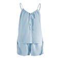 thumbnail image 6 of FASHOFT Cotton Pajamas for Women Set 2 Piece Camisole And Shorts Pj Sets Soft Breathable Summer Lounge Sleepwear Blue L, 6 of 6