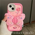 thumbnail image 2 of Phone Case for iPhone 13 Pro Max Case with Stand, Silicone Cute Kawaii Cartoon Bow 3D Kickstand iPhone 13 Pro Max Cases for Girls Women （Butterfly）, 2 of 14