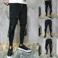 thumbnail image 2 of safuny Cargo Pants for Men High Waist Fashion Fall Winter Long Trousers Comfy Lounge Casual Soft Safety Full Pants with Pocket Solid Color Black XXXL, 2 of 9
