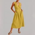 thumbnail image 4 of Pounoo Robes Portefeuille Ceinturées pour Femmes Coupe Décontractée Silhouette Fluide Tissu Léger Style Vacances Robes Midi Cadeau, 4 of 6