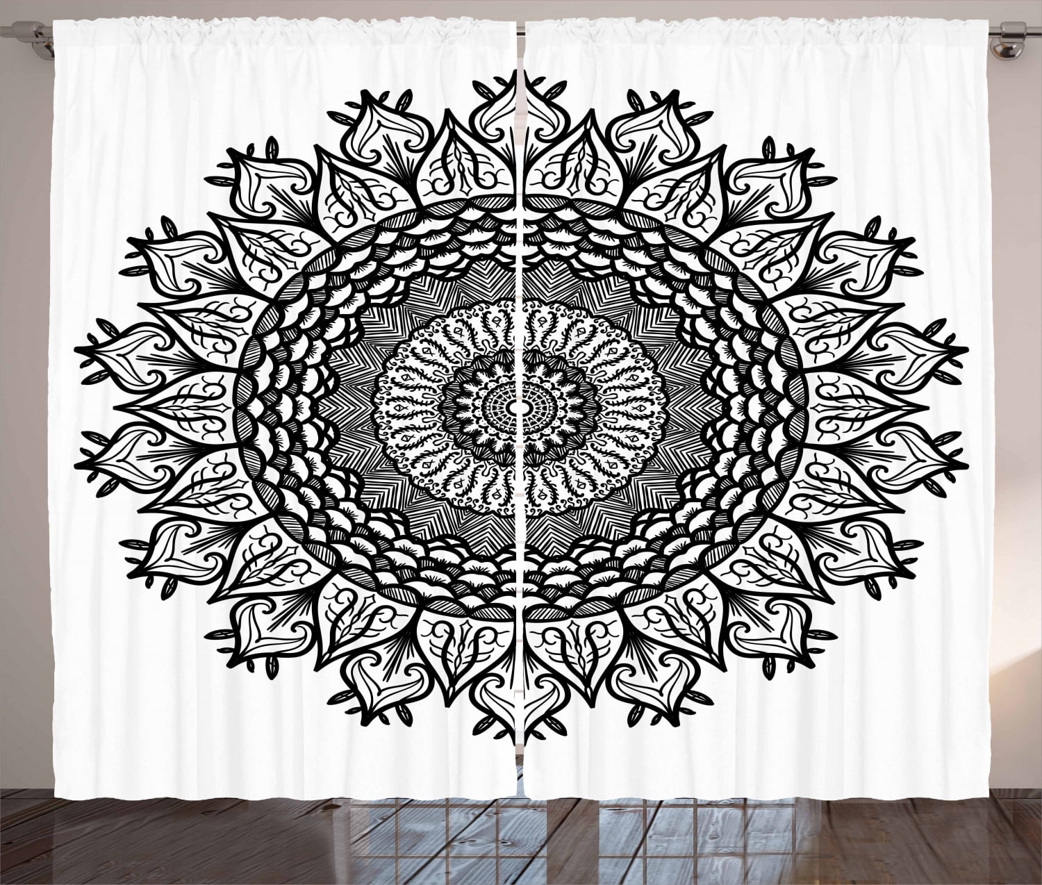 Retro Paisley Mandala Flowers 3D Blockout Drapes Fabric Printing Window Curtains 