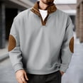 thumbnail image 2 of Sweatshirts for Men 2026 Fall Winter Long Sleeve Casual Stand Collar Patchwork Sweatshirt Mens Pullover Top, 2 of 5