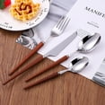 thumbnail image 4 of Nvzi 4Pieces Wood Stainless Steel Cutlery Set Wooden Handle Flatware Knife, Kitchen Utensil Service - Khaki, 4 of 5