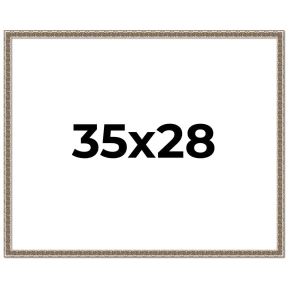 35x28 Frame Silver Versailles Ornate Solid Wood Picture Frame | 1 Inch Moulding Width | Interior