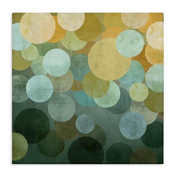 Stupell Industries Round Layered Circles Abstract Painting Gallery Wrapped Canvas Art Print Wall Art, 17 x 17